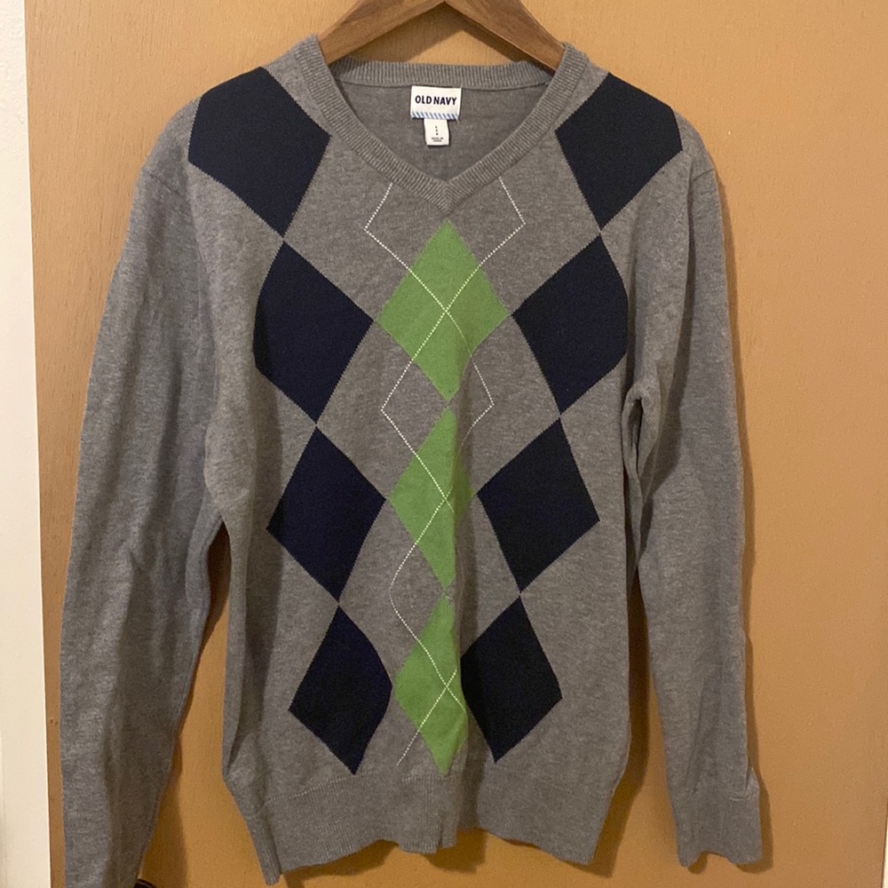 Mens Old Navy argyle v-neck sweater size small